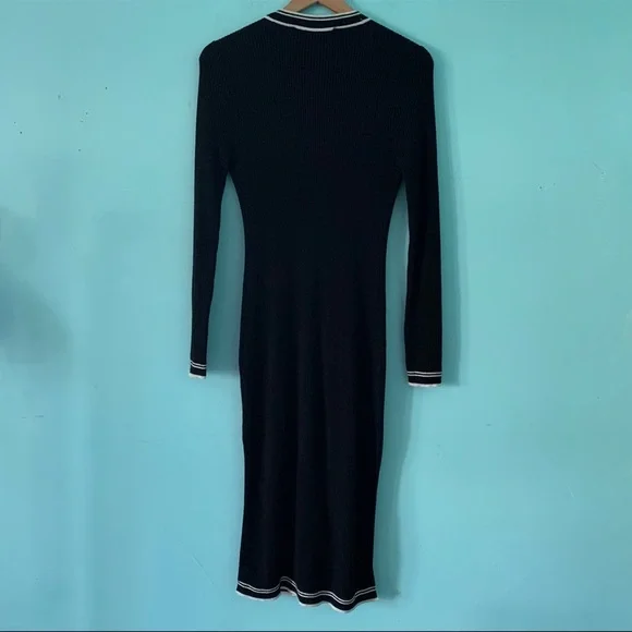 White House Black Market Wool Blend Ribbed Stripe Trim Knit Duster Cardigan - Picture 2 of 7